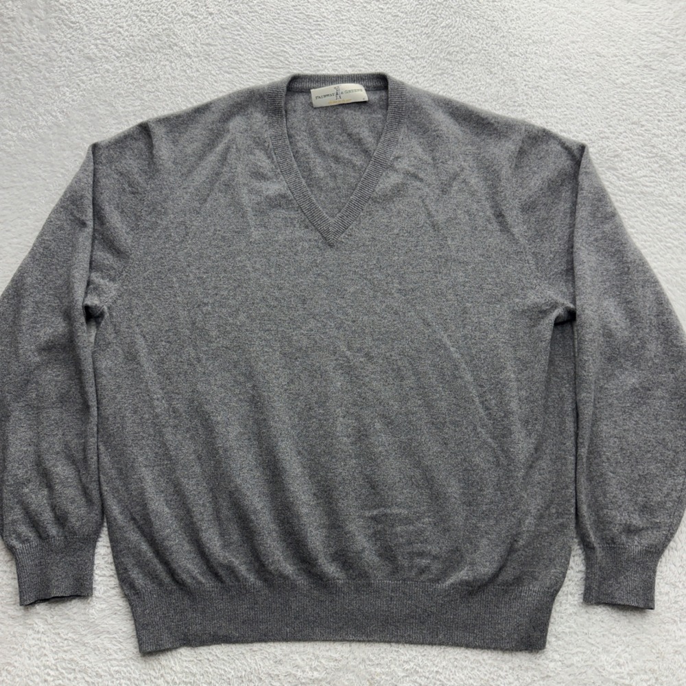 Fairway & Greene Mens 100% Cashmere‎ V-Neck Sweater Heather Gray Large L